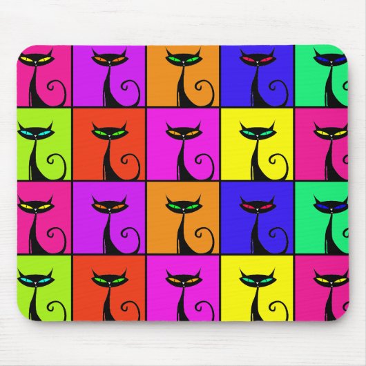 クールでカラフルな子猫猫のポップアート マウスパッド (正面)