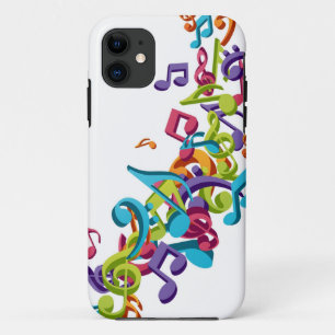 クールでカラフルな音楽ノート及び音の芸術のイメージ iPhone 11 ケース
