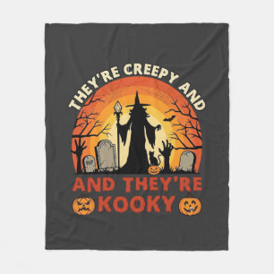 クールでキモいハロウィンの魔女の墓場パンプキン フリースブランケット