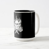 クールでクラシックでエレガントな白黒のスカルの入れ墨 ツートーンマグカップ (正面右)