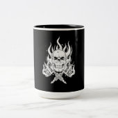 クールでクラシックでエレガントな白黒のスカルの入れ墨 ツートーンマグカップ (中央)