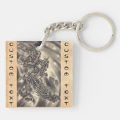 クールでクラシックなヴィンテージの日本の鬼のドラゴンの入れ墨 キーホルダー (裏面)
