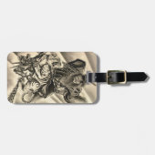 クールでクラシックなヴィンテージの日本の鬼の武士のトラ ラゲッジタグ (正面横)