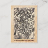 クールでクラシックなヴィンテージの日本の鬼の武士の戦い 名刺 (裏面)