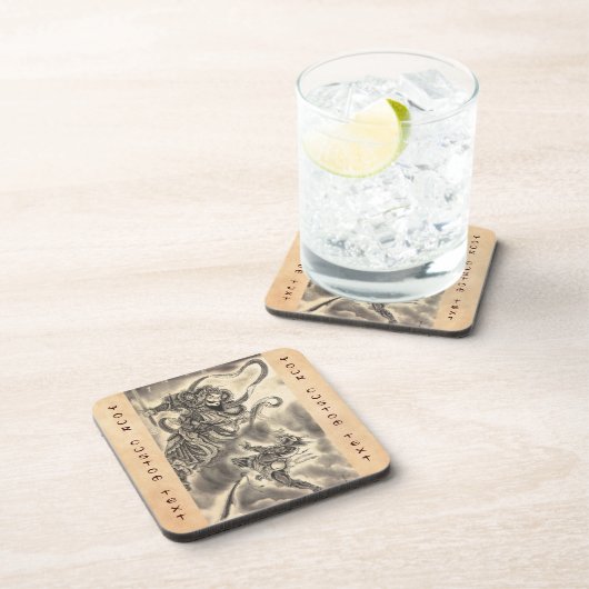 クールでクラシックなヴィンテージの日本の鬼インク入れ墨 コースター (右側)