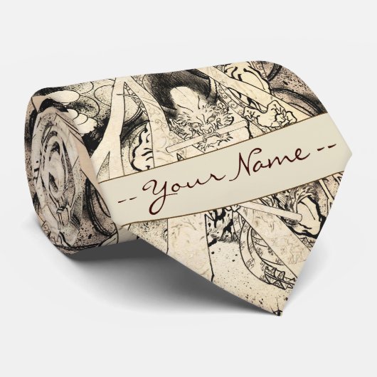 クールでクラシックなヴィンテージの日本の鬼インク入れ墨 ネクタイ (ロール)