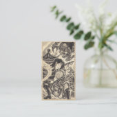 クールでクラシックなヴィンテージの日本の鬼インク入れ墨 名刺 (スタンド正面)