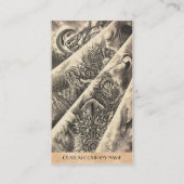 クールでクラシックなヴィンテージの日本の鬼インク入れ墨 名刺 (裏面)