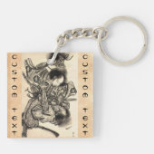 クールでクラシックなヴィンテージの日本のsamuraの鬼の戦い キーホルダー (裏面)