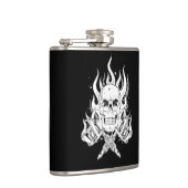 クールでクラシックな白黒の入れ墨のスカルの炎用具 フラスク (右)