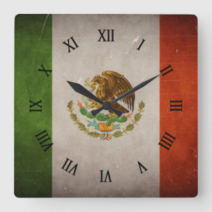 クールでグランジなメキシコのメキシコ旗 スクエア壁時計