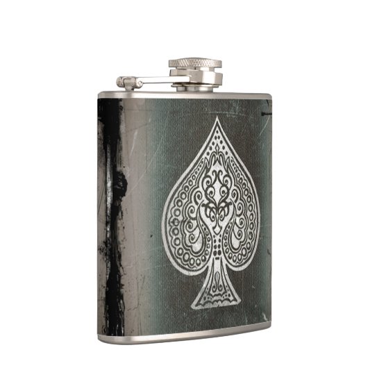 クールでグランジなレトロの芸術的なトランプのポーカーのエースのフラスコ フラスク (右)