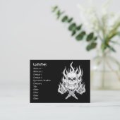 クールでシンプルでエレガントな白黒の種族のスカルのtatto 名刺 (スタンド正面)