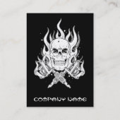 クールでシンプルでエレガントな白黒の種族のスカルのtatto 名刺 (裏面)