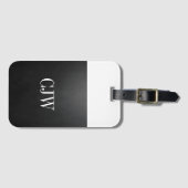 クールでシンプルな質の白黒のモノグラム ラゲッジタグ (正面横)