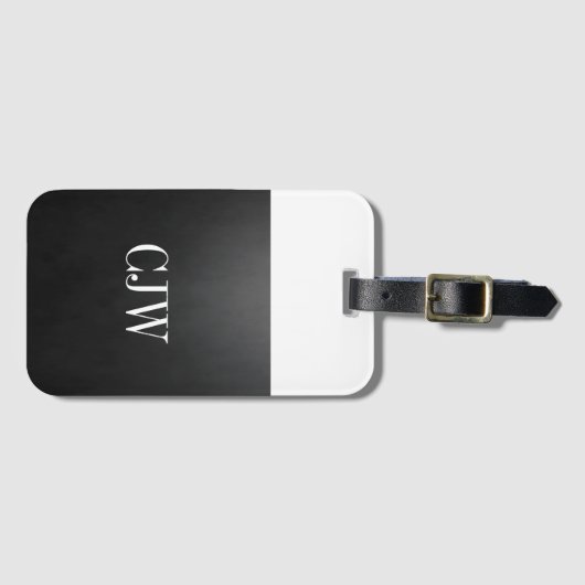 クールでシンプルな質の白黒のモノグラム ラゲッジタグ (正面横)