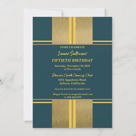 クールでジャジーなゴールドの招待状 招待状 (正面)