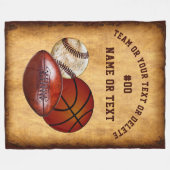 クールでパーソナライズなスポーツのブランケット、あなたの文字 フリースブランケット (正面(横))