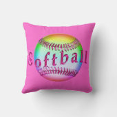 クールでパーソナライズなソフトボールは名前および数を置きます クッション (裏面)