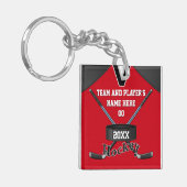 クールでパーソナライズなホッケーのギフト、あなたの文字、色 キーホルダー (正面左)