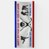 クールでパーソナライズなホッケーの誕生日の旗 横断幕 (縦)
