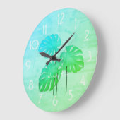 クールでファンキーで明るい熱帯葉は一流の時計を加えます ラージ壁時計 (傾斜)