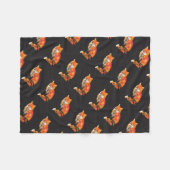 クールでファンキーなキツネ フリースブランケット (正面(横))