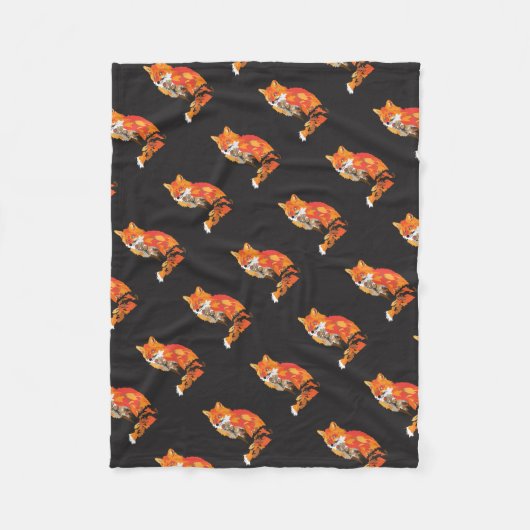 クールでファンキーなキツネ フリースブランケット (正面)