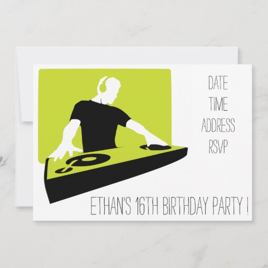 クールでファンキーなティーンの誕生日パーティー 招待状 (正面)