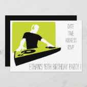 クールでファンキーなティーンの誕生日パーティー 招待状 (正面/裏面)