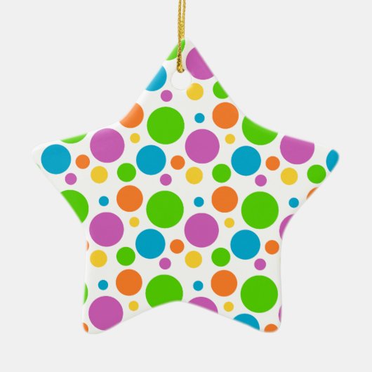 クールでファンキーな多彩の水玉模様パターン円 セラミックオーナメント (正面)