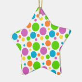 クールでファンキーな多彩の水玉模様パターン円 セラミックオーナメント (左)