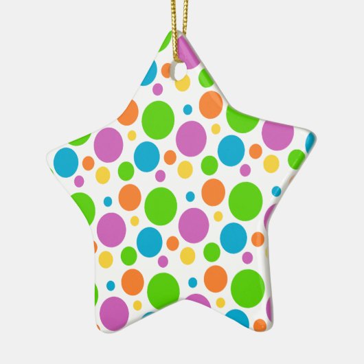 クールでファンキーな多彩の水玉模様パターン円 セラミックオーナメント (左)