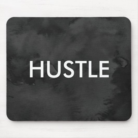 クールでモダンで黒い水彩画の芸術のハッスルのタイポグラフィ マウスパッド (正面)