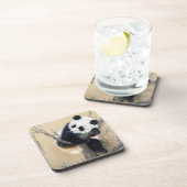 クールで中国のでかわいく甘く柔らかいパンダくまの木の芸術 コースター (右側)