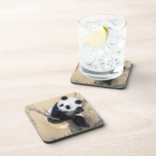 クールで中国のでかわいく甘く柔らかいパンダくまの木の芸術 コースター (右側)