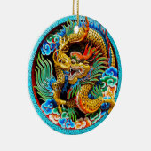 クールで中国のでカラフルなドラゴンのはすの花の芸術 セラミックオーナメント (右)
