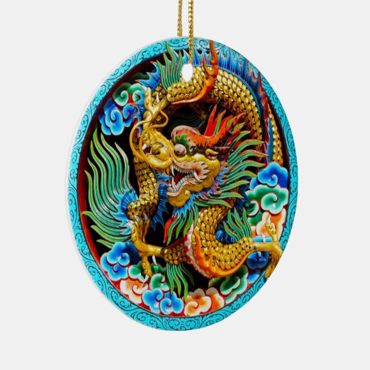 クールで中国のでカラフルなドラゴンのはすの花の芸術 セラミックオーナメント (右)