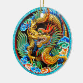 クールで中国のでカラフルなドラゴンのはすの花の芸術 セラミックオーナメント (左)
