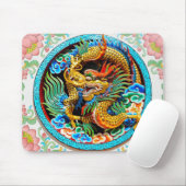 クールで中国のでカラフルなドラゴンのペンキのはすの花 マウスパッド (マウス)