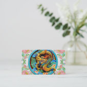 クールで中国のでカラフルなドラゴンのペンキのはすの花 名刺 (スタンド正面)