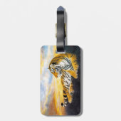 クールで中国ので柔らかいトラの残りの日没草原の芸術 ラゲッジタグ (裏面縦)