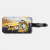 クールで中国ので柔らかいトラの残りの日没草原の芸術 ラゲッジタグ (裏面横)