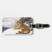 クールで中国ので柔らかいトラの残りの雪の崖の冬 ラゲッジタグ (正面横)