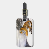 クールで中国ので柔らかいトラの残りの雪の崖の冬 ラゲッジタグ (正面縦)