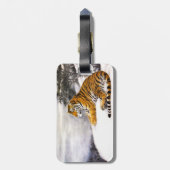 クールで中国ので柔らかいトラの残りの雪の崖の冬 ラゲッジタグ (裏面縦)