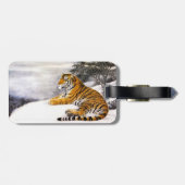 クールで中国ので柔らかいトラの残りの雪の崖の冬 ラゲッジタグ (裏面横)