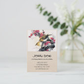 クールで中国ので美しい茶色の鳥の赤の桜 名刺 (スタンド正面)