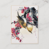 クールで中国ので美しい茶色の鳥の赤の桜 名刺 (裏面)