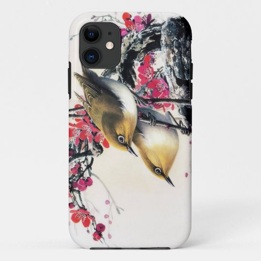 クールで中国ので美しい茶色の鳥の赤の桜 Case-Mate iPhoneケース (裏面)